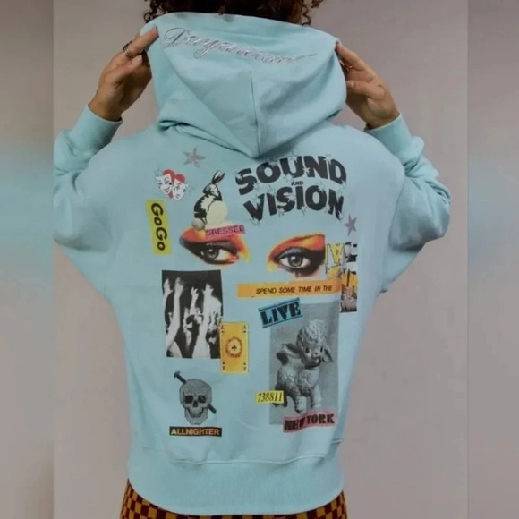 NWT Daydreamer LA Sound & Vision patch pocket graphic hoodie with embroided hood - Picture 8 of 9